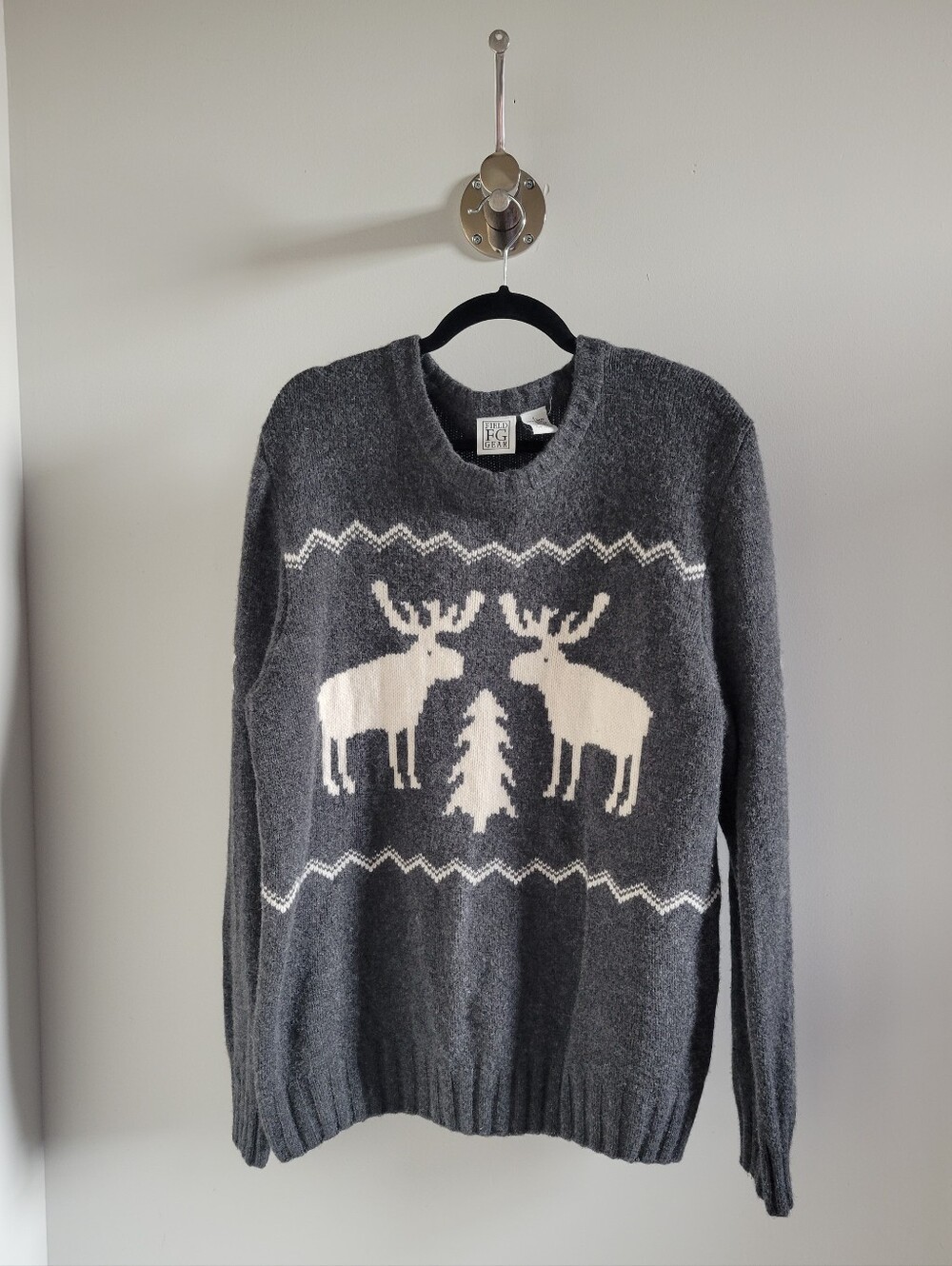 Vintage Field Gear Lambswool Moose Snowflake Sweater Mens L